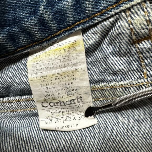 Carhartt Relaxed Fit Jeans Mens Size 42x30 Utility Work Outdoors Rugged Heavy - Picture 2 of 10